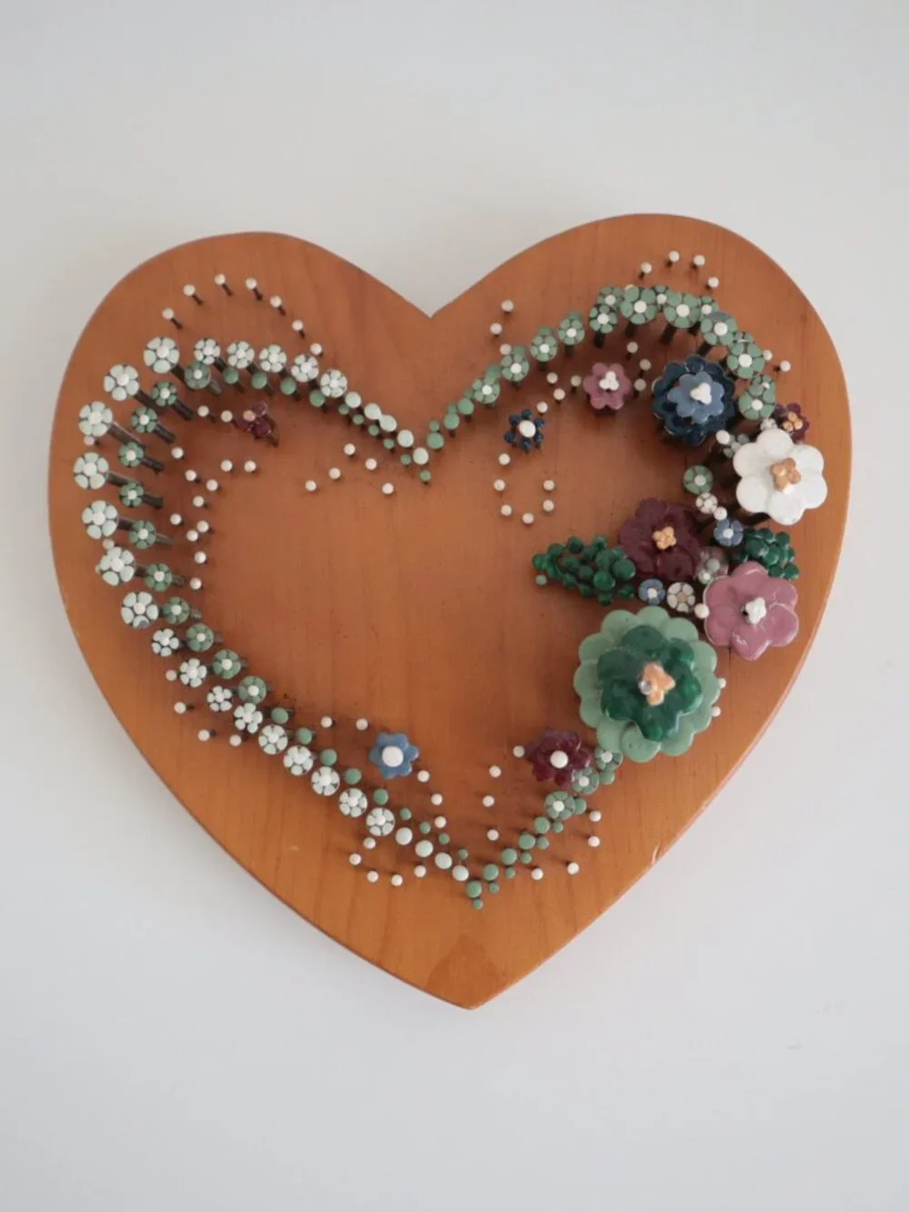 Vintage 1970s Pol-O-Craft Heart Shaped Nail Art Plaque